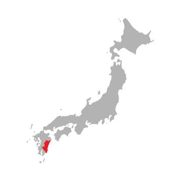 Miyazaki prefecture highlight on the map of Japan Stock Illustration