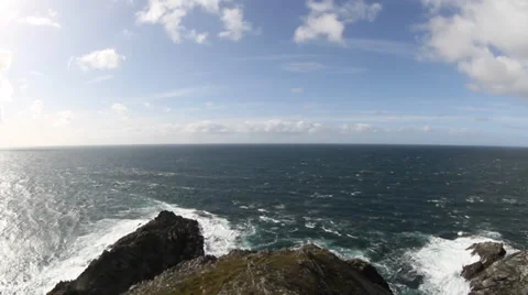 Mizen Head Pennsula and Atlantic Ocean, County Cork, Ireland Stock Footage 35574300