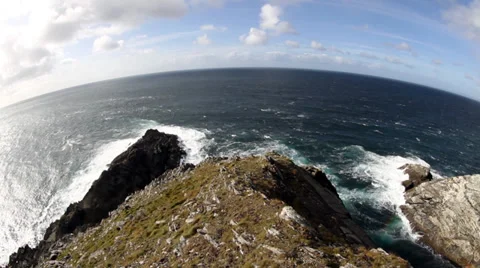 Mizen Head Pennsula and Atlantic Ocean, County Cork, Ireland Stock Footage 36173481