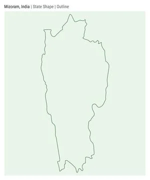 Mizoram, India. Simple vector map. State shape. Outline style. Border of Mi.. Stock Illustration