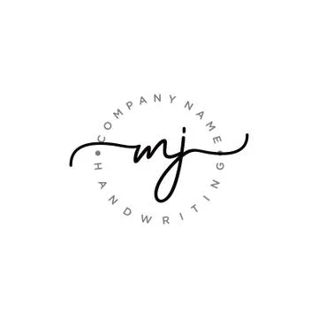 MJ Initial handwriting logo design Stock Illustration
