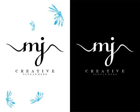 Mj, jm handwriting script font letter logo design template vector イラスト素材