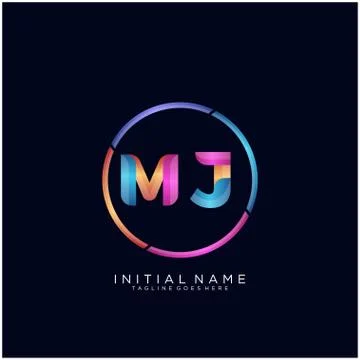 MJ Letter logo icon design template elements Stock Illustration