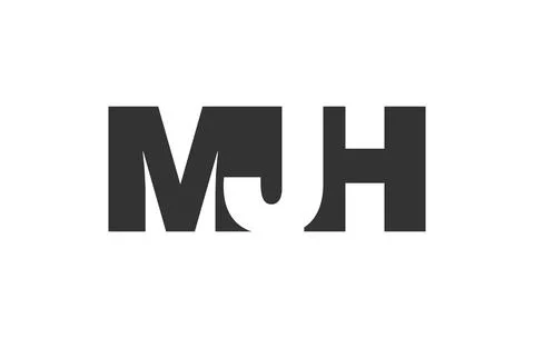 MJH logo design. Initial letter M J H bold font style for tech startups, co.. Stock Illustration