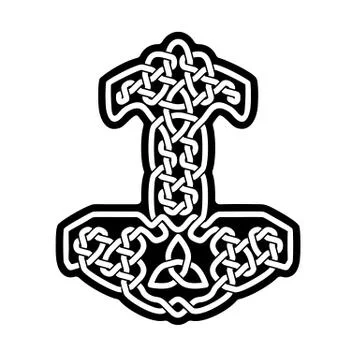 Mjolnir, hammer of Thor in celtic design. Stock Illustration