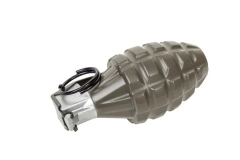 MK2 FRAG explosive model, weapon army,standard timed fuze hand grenade on whi Stock Photos
