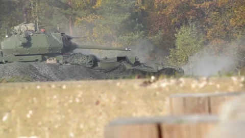 Mk44 Bushmaster II Live Fire - M1296, M1128, M1126 Strykers in Action 015 Video stock 166450007