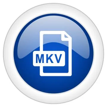 Mkv file icon, circle blue glossy internet button, web and mobile app illustr Stock Illustration