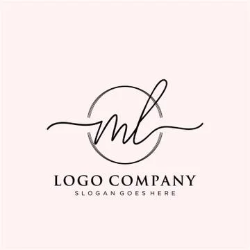 ML Initial handwriting logo design Stockillustratie