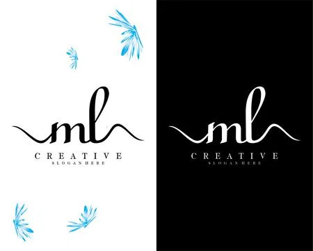 Ml, lm handwriting script font letter logo design template vector Stock Illustration