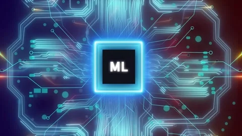 ML  Machine Learning. ML concept head up display (HUD UI) panel and futuris.. Stock Footage 327758464