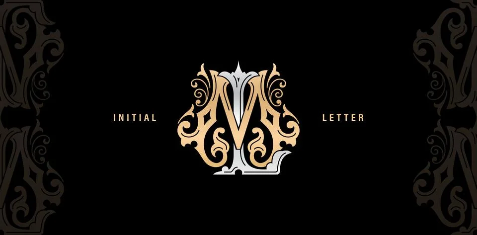 ML monogram classic style Stock Illustration