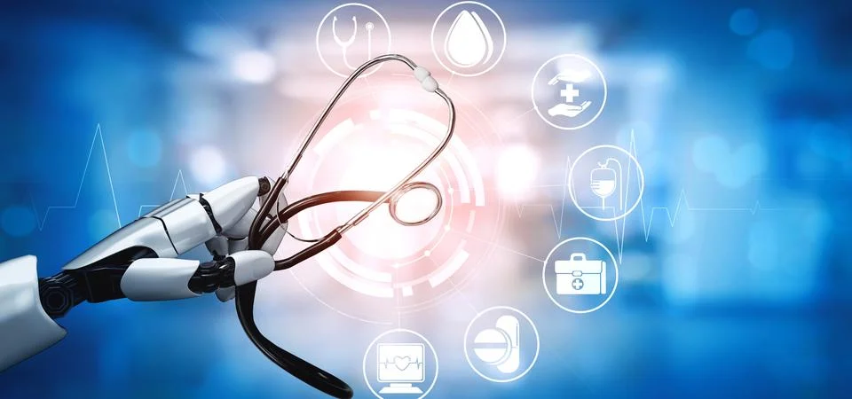 MLB 3D rendering medical artificial intelligence robot Illustrazione stock