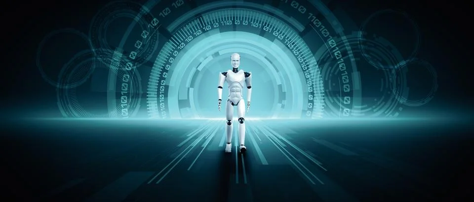 MLB 3D rendering robot humanoid in sci fi fantasy world Stock Illustration