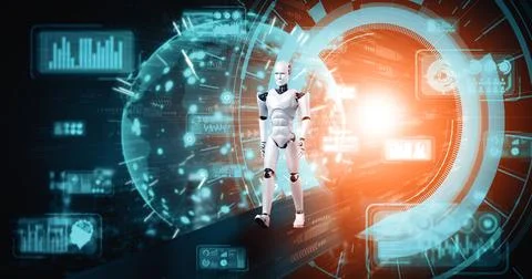 MLB 3D rendering robot humanoid in sci fi fantasy world Illustrazione stock