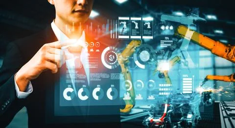 MLB Advanced robot arm system for digital industry and factory robotic Stock Photos