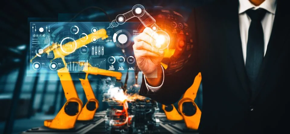 MLB Advanced robot arm system for digital industry and factory robotic Stock Photos