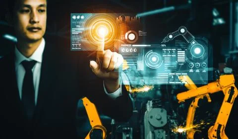 MLB Advanced robot arm system for digital industry and factory robotic Stock Photos