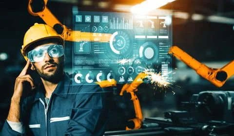 MLB Advanced robot arm system for digital industry and factory robotic Stock Photos