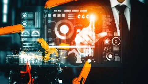 MLB Advanced robot arm system for digital industry and factory robotic Stock Photos