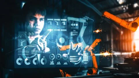 MLB Advanced robot arm system for digital industry and factory robotic Stock Photos