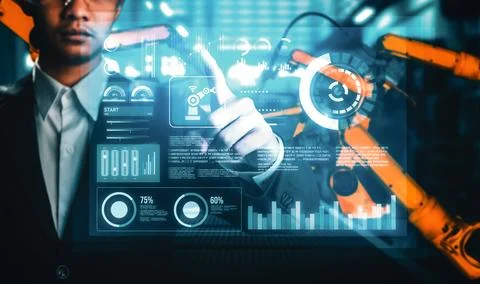 MLB Advanced robot arm system for digital industry and factory robotic Stock Photos