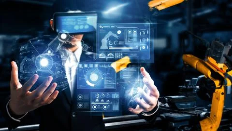 MLB Advanced robot arm system for digital industry and factory robotic Stock Photos