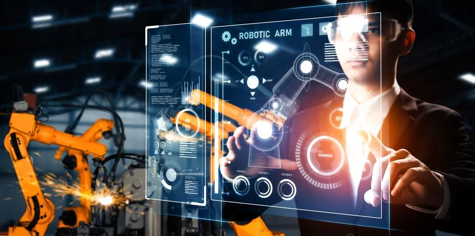 MLB Advanced robot arm system for digital industry and factory robotic Stock Photos