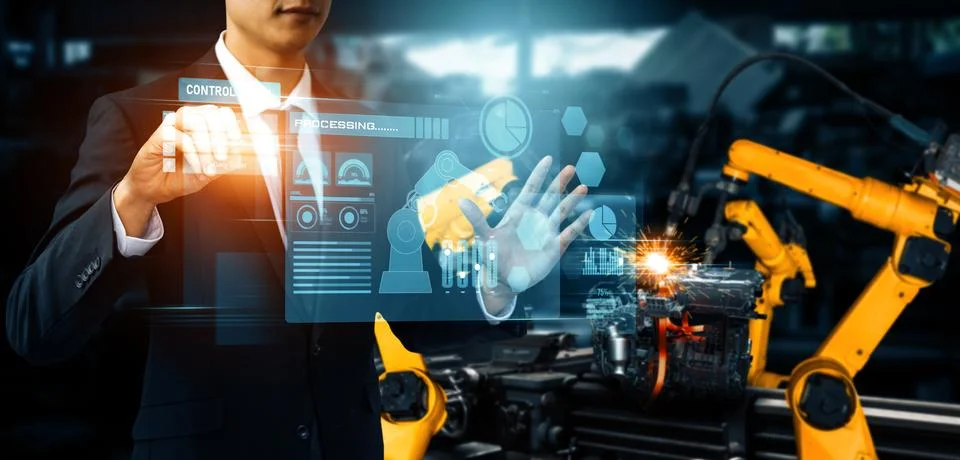 MLB Advanced robot arm system for digital industry and factory robotic Foto stock