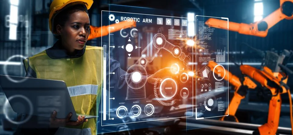 MLB Advanced robot arm system for digital industry and factory robotic Stock Photos
