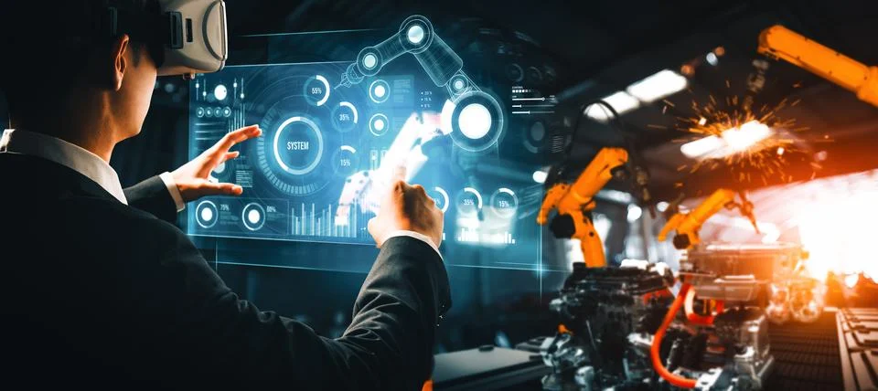 MLB Advanced robot arm system for digital industry and factory robotic Stock Photos