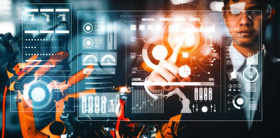 MLB Advanced robot arm system for digital industry and factory robotic Stock Photos