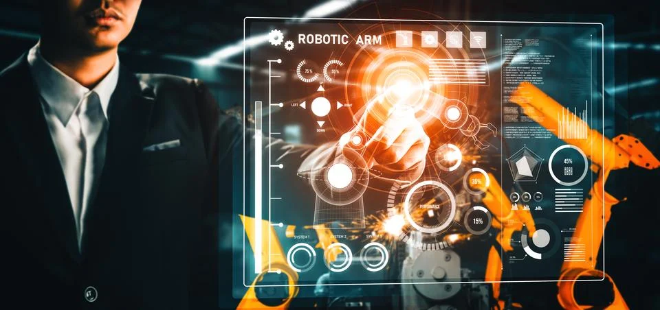 MLB Advanced robot arm system for digital industry and factory robotic Stock Photos