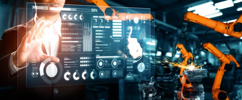 MLB Advanced robot arm system for digital industry and factory robotic Stock Photos