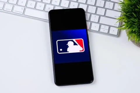 MLB app logo on a smartphone screen Stock Photos