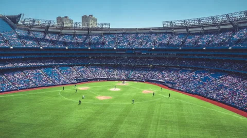 MLB Baseball Game Stadium Timelapse Toronto Rogers Centre Wide Stock Footage