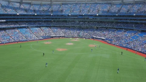 MLB Baseball Game Stadium Toronto Rogers Centre Field Medium Close Video stock 50676778
