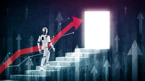 MLB Business growth concept by using AI robot and machine learning technology Stock Illustration