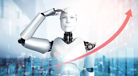 MLB Business growth concept by using AI robot and machine learning technology 스톡 일러스트