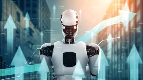 MLB Business growth concept by using AI robot and machine learning technology イラスト素材