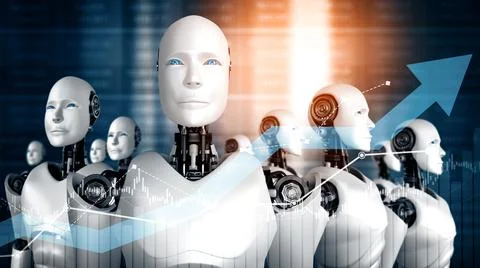 MLB Business growth concept by using AI robot and machine learning technology 스톡 일러스트