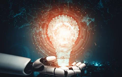 MLB Future artificial intelligence and machine learning for AI droid robot or Stockillustratie