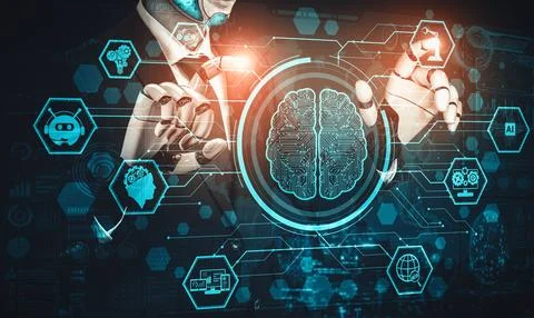 MLB Future artificial intelligence and machine learning for AI droid robot or 스톡 일러스트