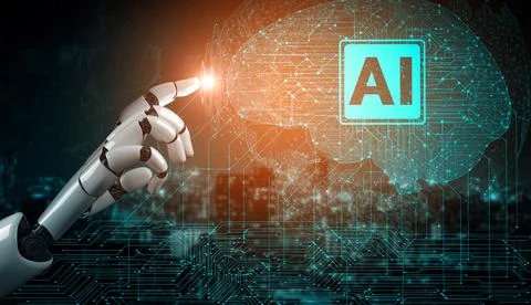 MLB Future artificial intelligence and machine learning for AI droid robot or 스톡 일러스트