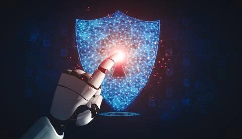 MLB Future artificial intelligence and machine learning for AI droid robot or Stock Illustration