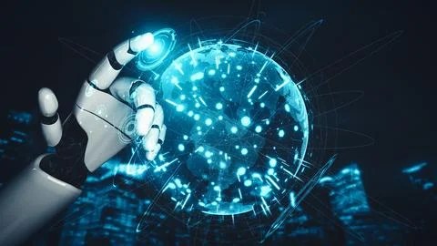 MLB Future artificial intelligence and machine learning for AI droid robot or 스톡 일러스트