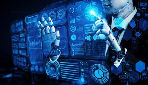 MLB Future artificial intelligence and machine learning for AI droid robot or イラスト素材