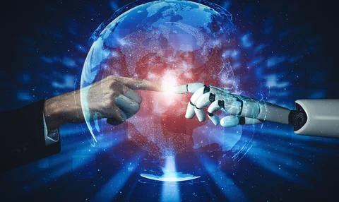 MLB Future artificial intelligence and machine learning for AI droid robot or Stock Illustration