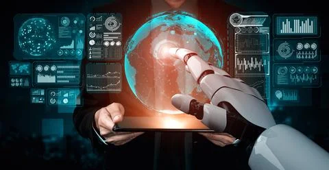 MLB Future artificial intelligence and machine learning for AI droid robot or イラスト素材