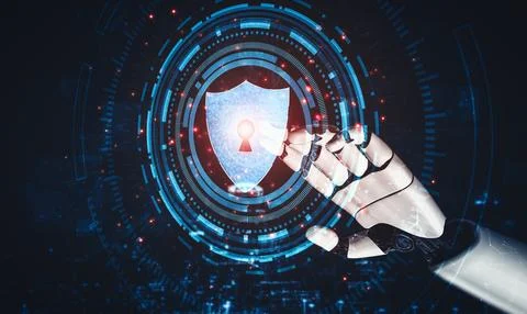 MLB Future artificial intelligence and machine learning for AI droid robot or Illustrazione stock